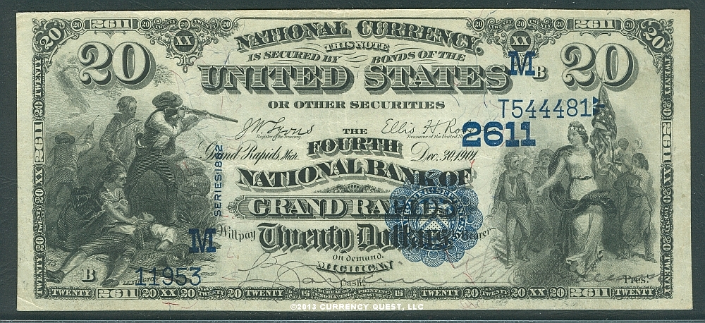 Grand Rapids, MI, Ch.#2611, 1882 Value Back $20, Fr.581, ChVF
